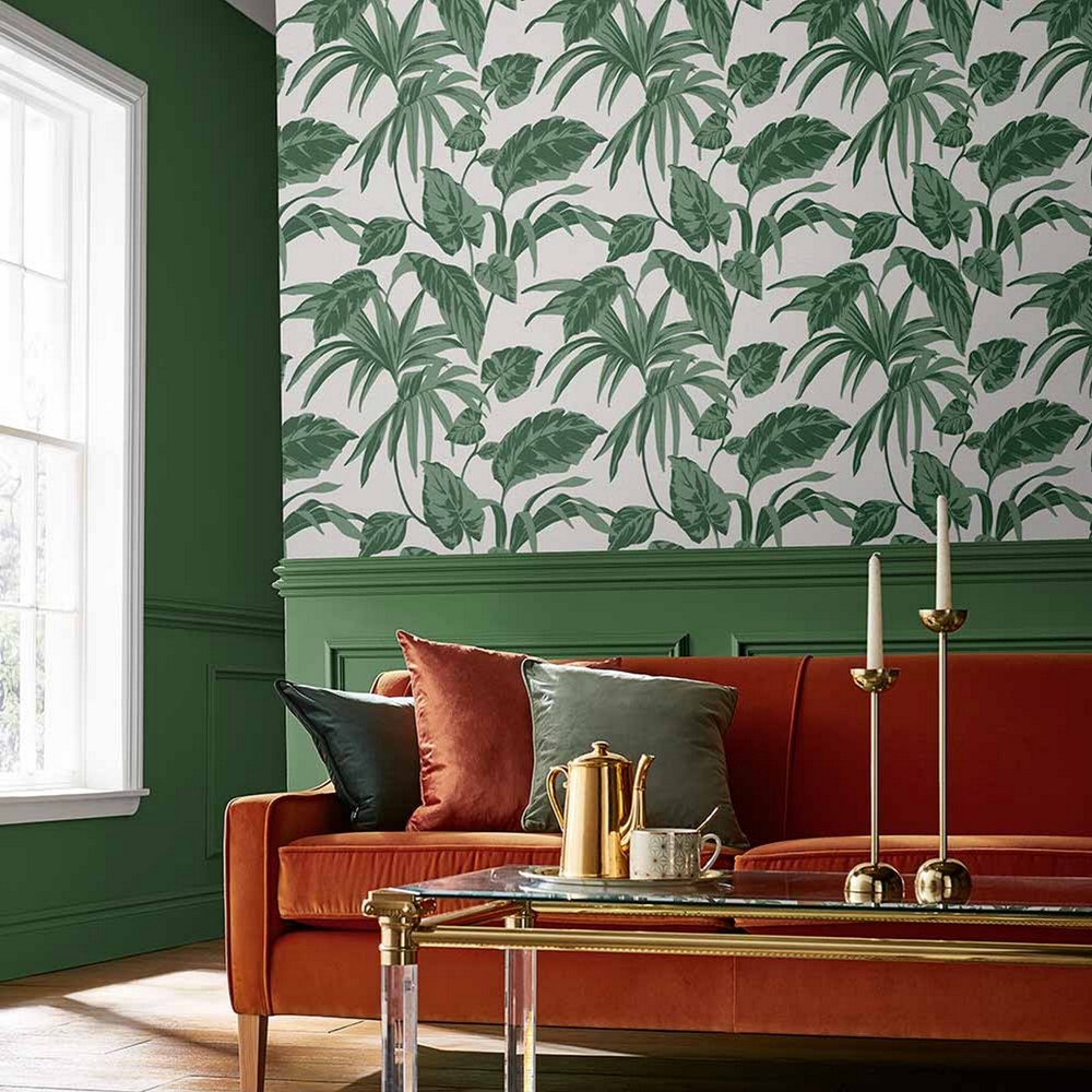 Palma Leaf Wallpaper 107606 by Graham & Brown in Chalk White